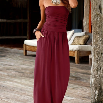 Vibrant Floral Print Bandeau Mxi Dress