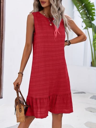 Textured Crew Neck Tank Dress